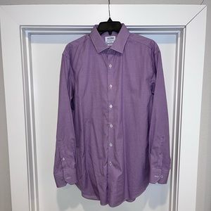 Non-Iron Fitted Purple Micro Check Twill Shirt - T.M. Lewin